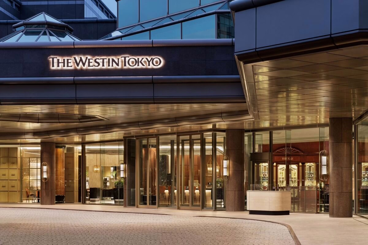 Elegant entrance of The Westin Tokyo, showcasing modern architecture and inviting atmosphere for luxury travelers.