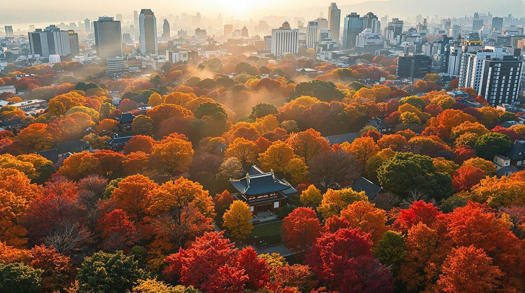 autumn foliage mountain peaks