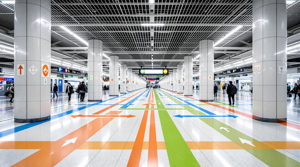 color coded train signage
