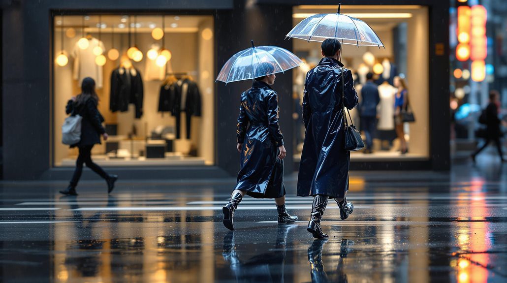 vibrant layered rainwear techniques